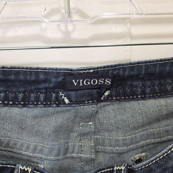 Vigoss Chelsea Capri Jeans Denim Sz 7/8 Stretch Distressed Raw Freyed Hem Casual - Picture 11 of 15